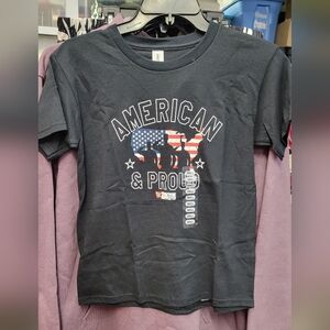 American & Proud Military Soldiers Salute T-Shirt Black Small Youth